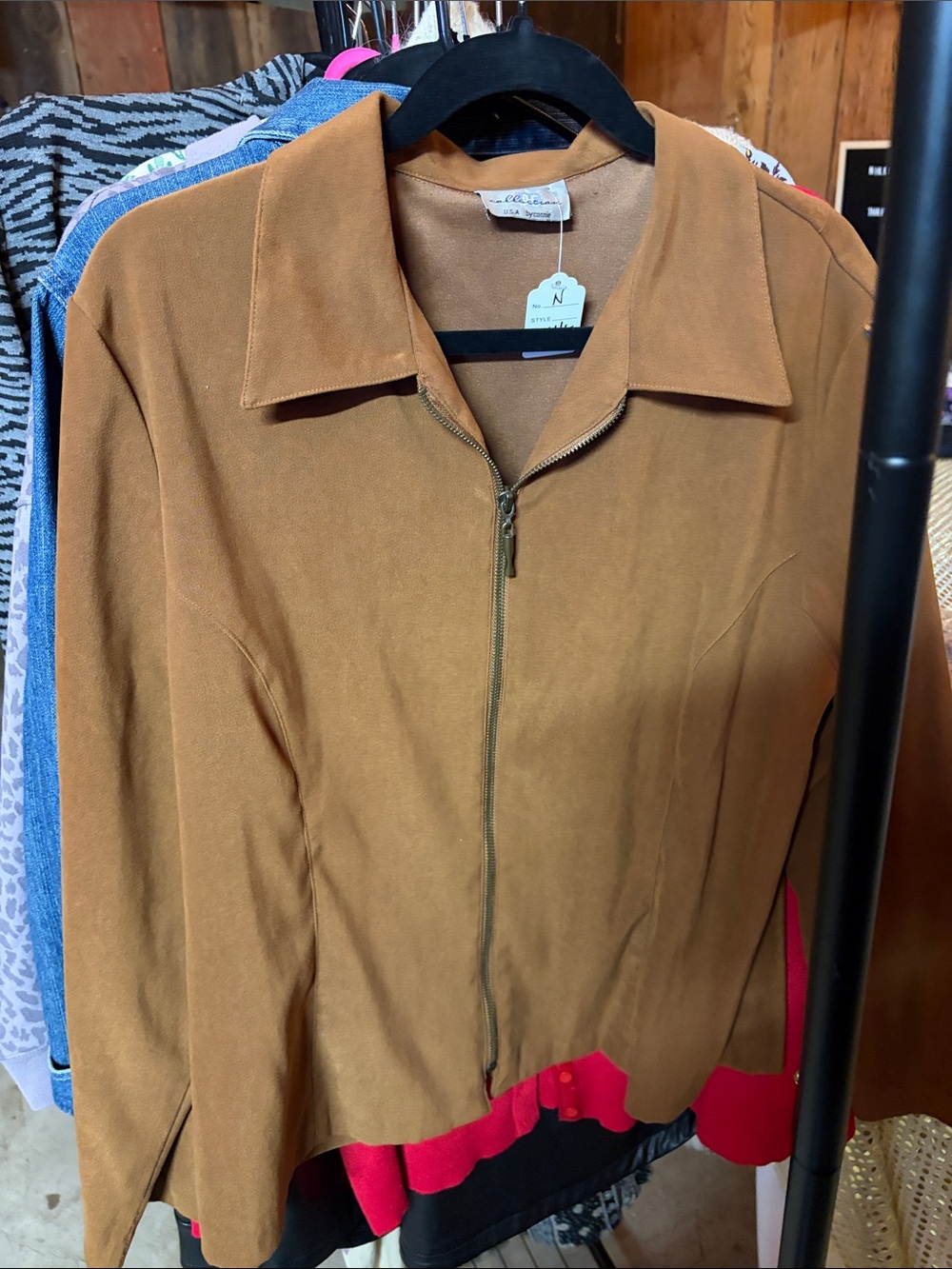 Connie Tan Zip-Front Blazer Jacket
